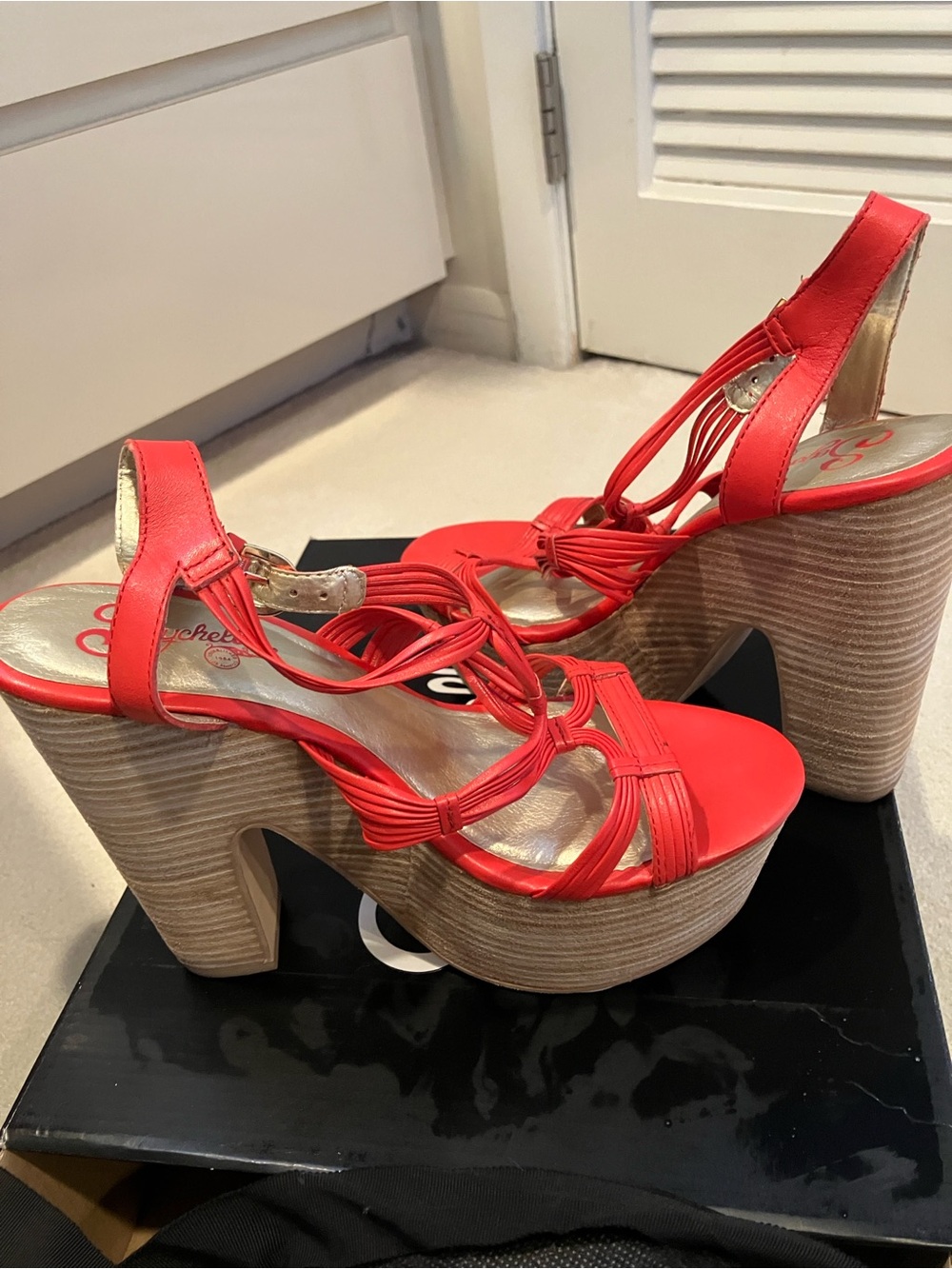 Seychelles Red Braided Platform Sandals